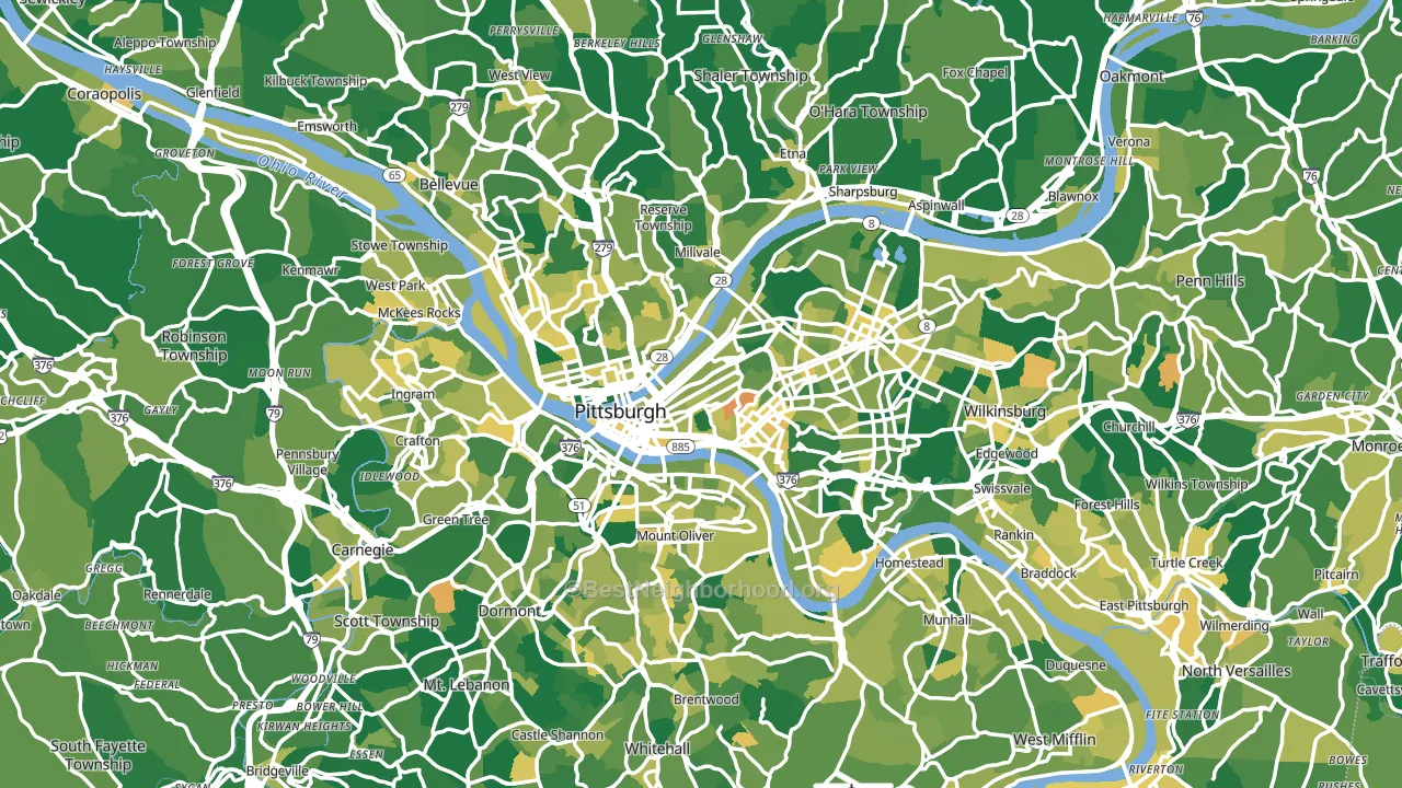 Pittsburgh, PA block-group voter-turnout map