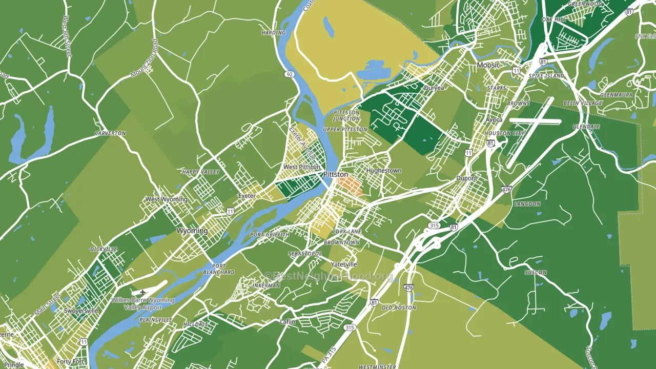 Pittston, PA block-group voter-turnout map