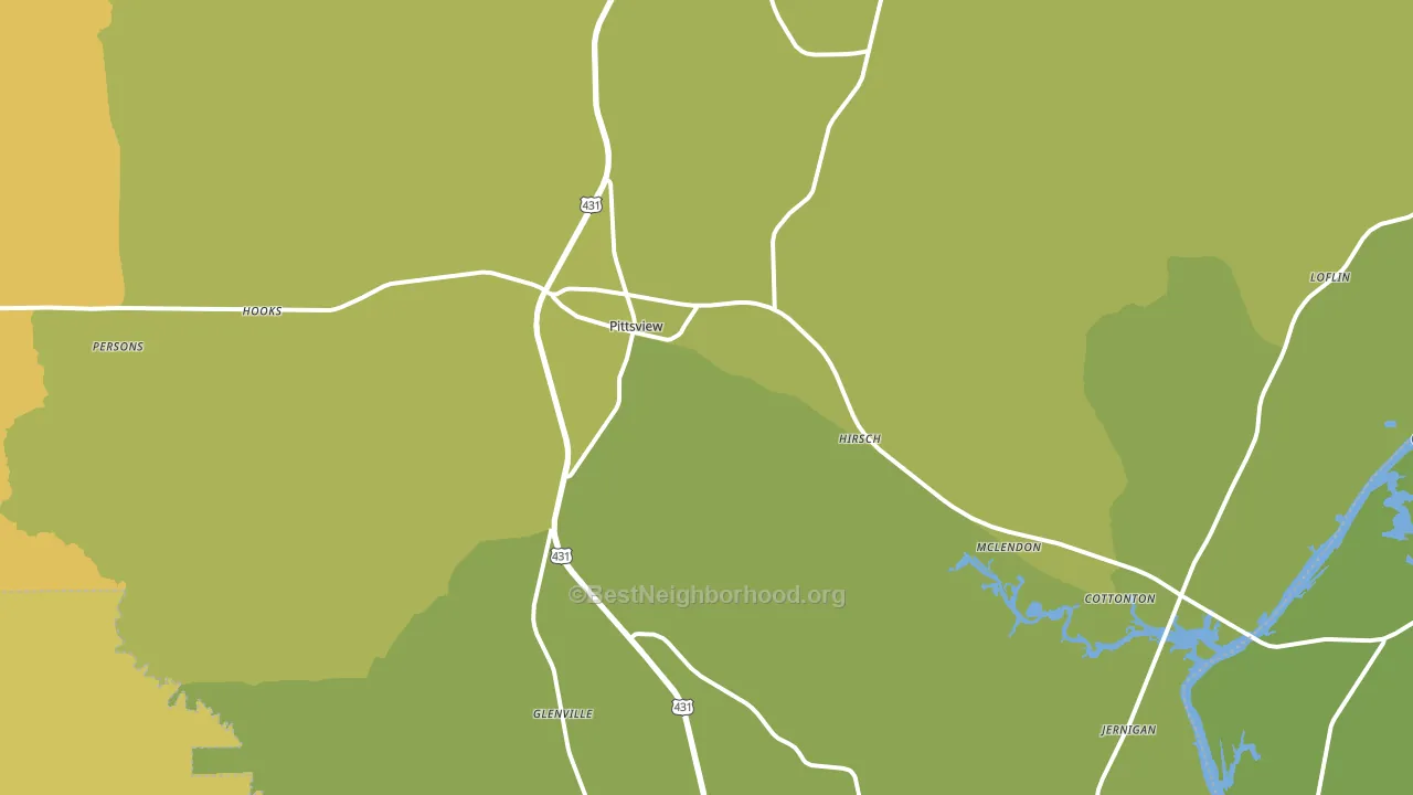 Pittsview, AL block-group voter-turnout map