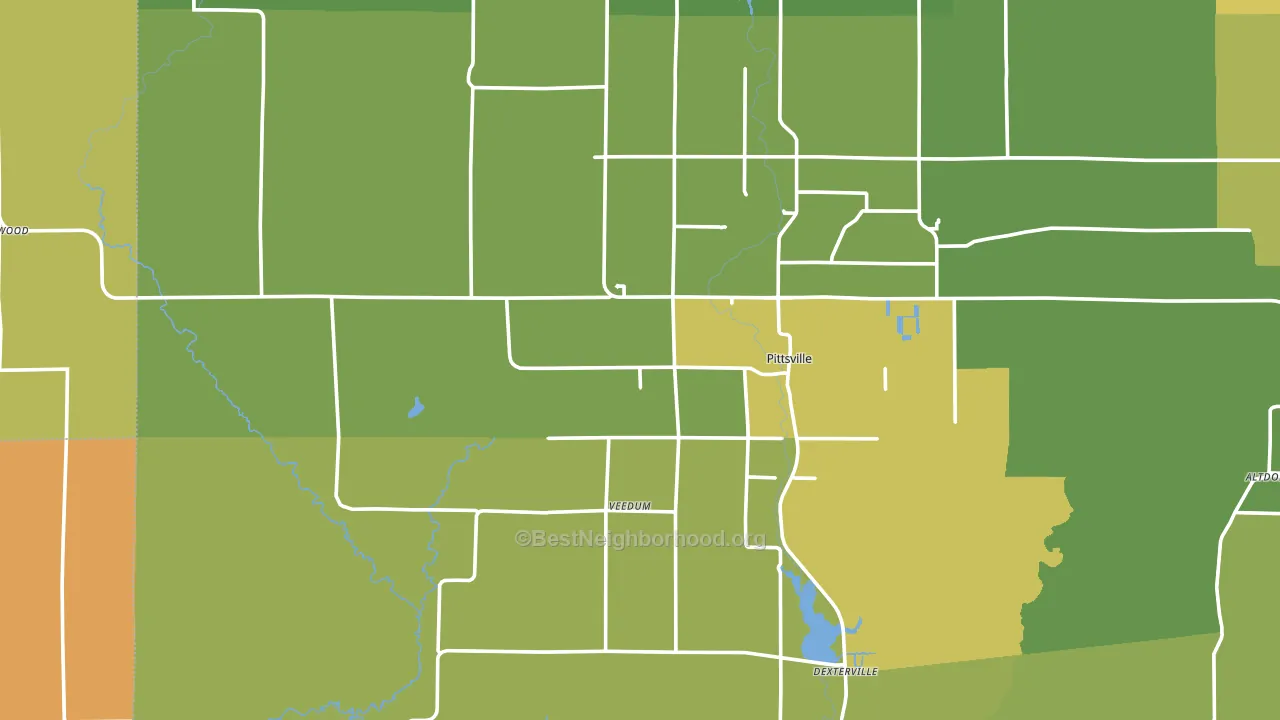 Pittsville, WI block-group voter-turnout map
