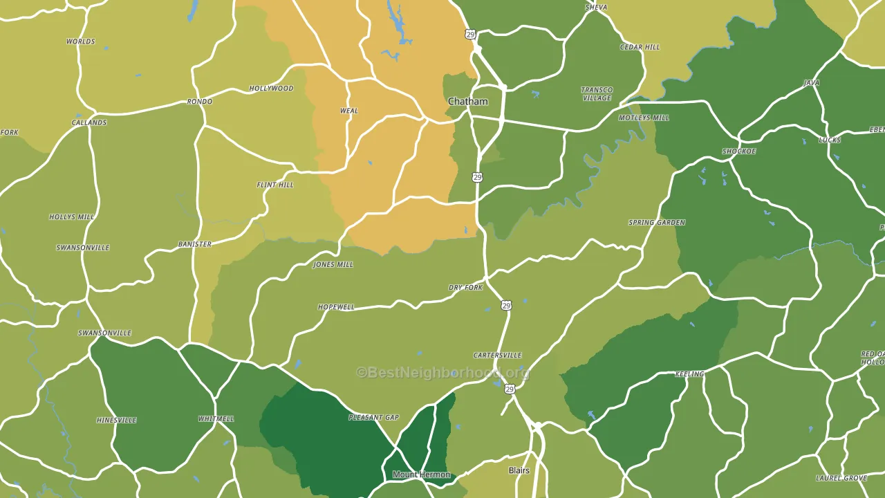 Pittsylvania County, VA block-group voter-turnout map