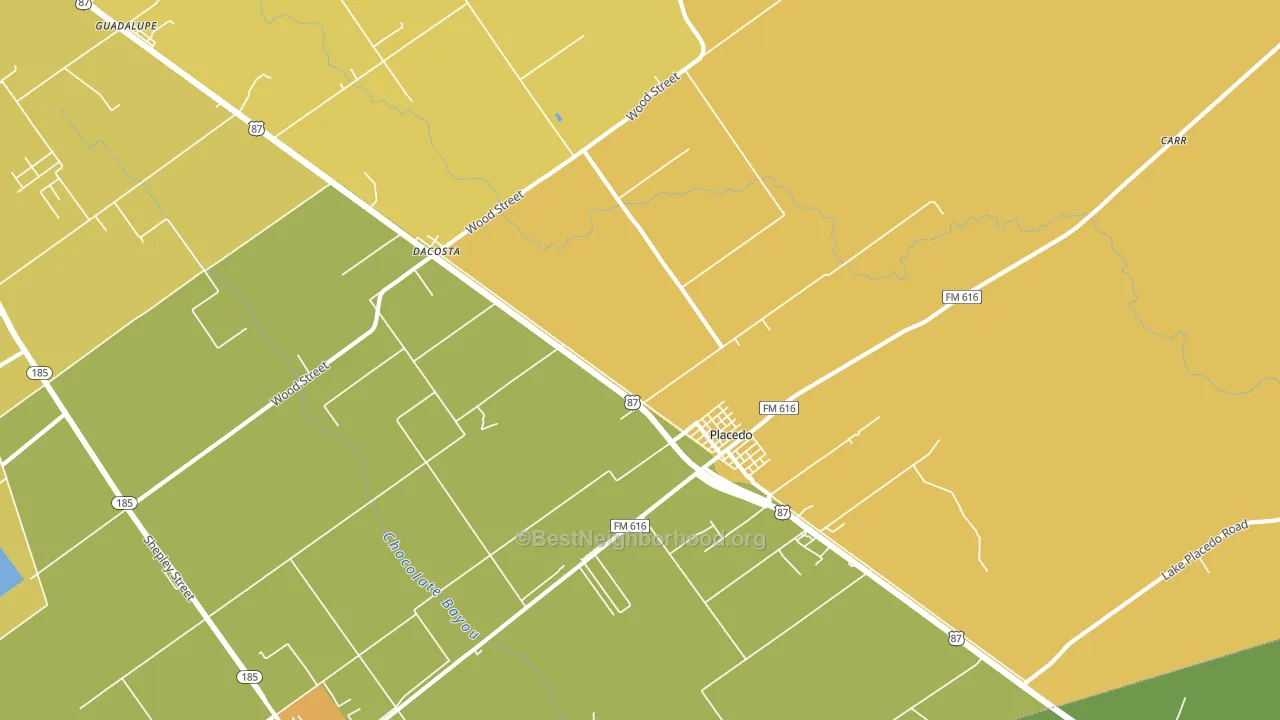Placedo, TX block-group voter-turnout map