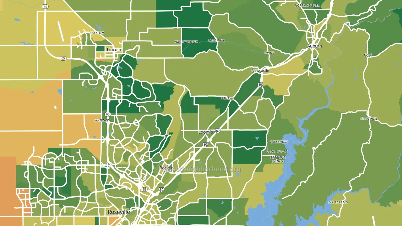 Placer County, CA block-group voter-turnout map