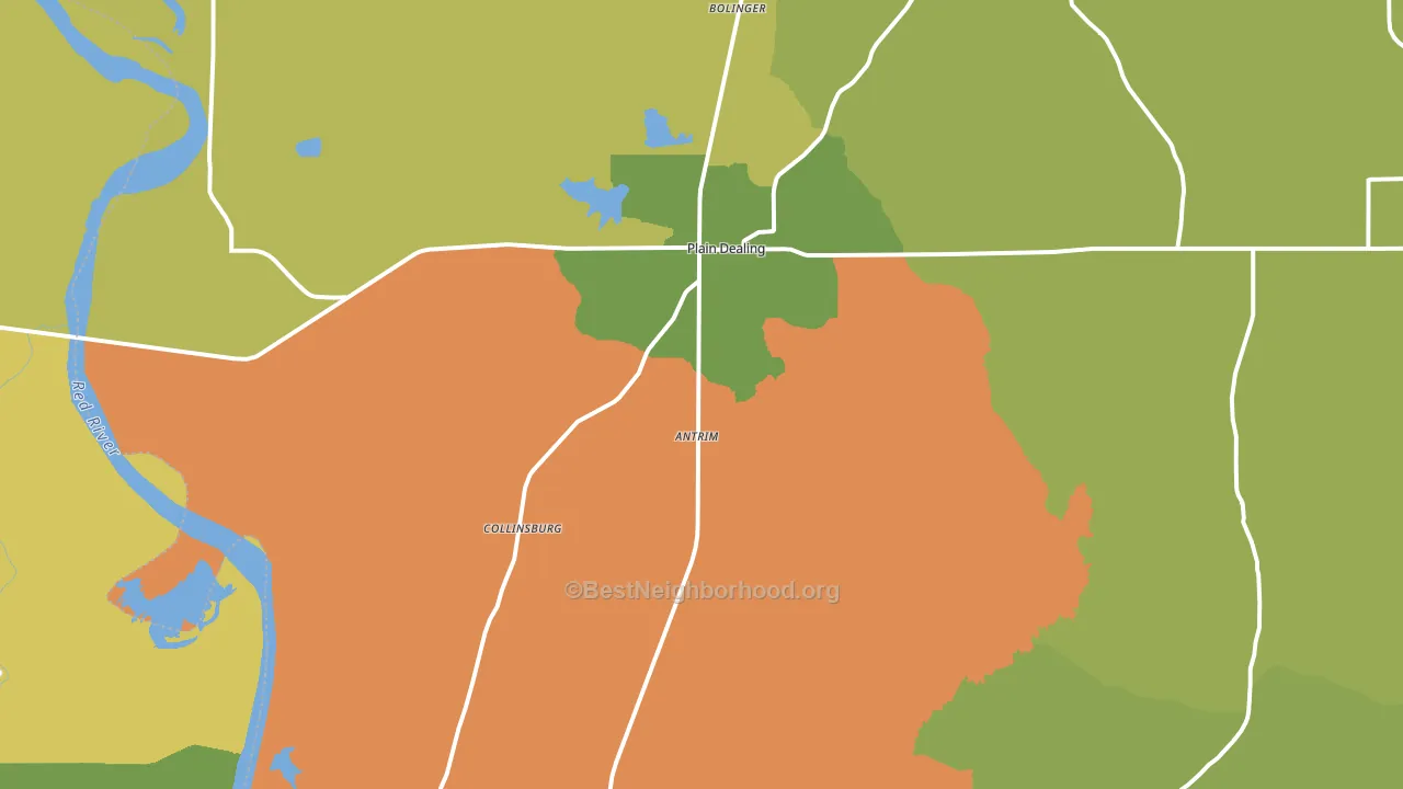 Plain Dealing, LA block-group voter-turnout map