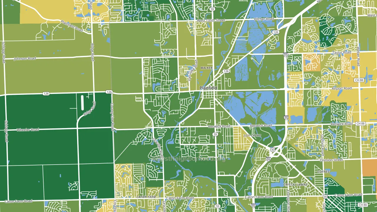 Plainfield, IL block-group voter-turnout map