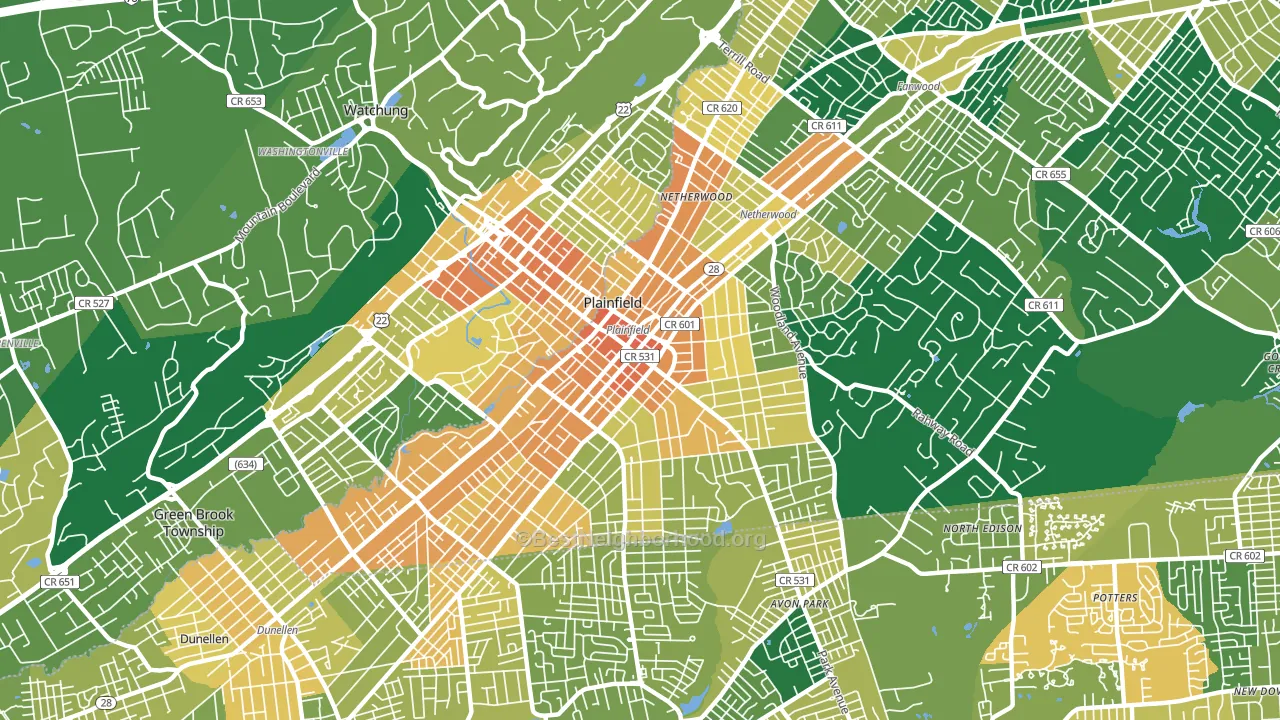 Plainfield, NJ block-group voter-turnout map