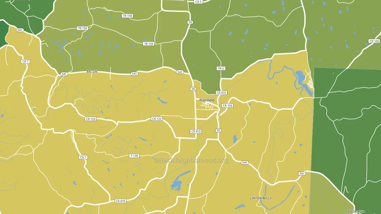 Plainfield, OH block-group voter-turnout map