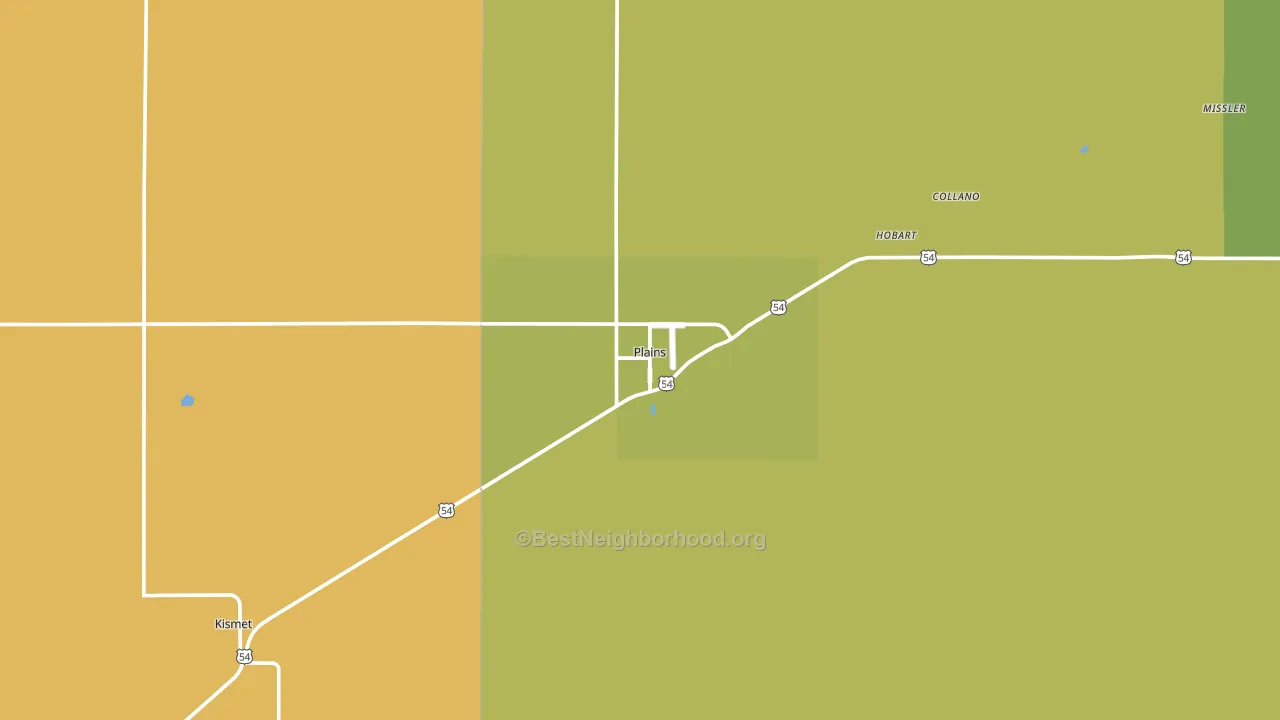 Plains, KS block-group voter-turnout map
