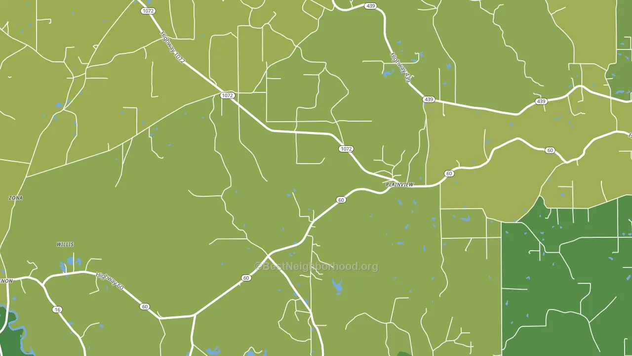 Plainview, LA block-group voter-turnout map