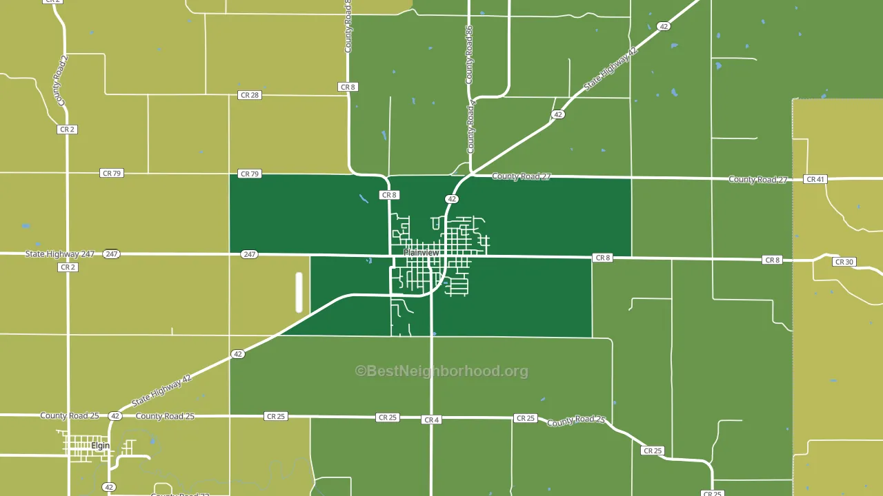 Plainview, MN block-group voter-turnout map