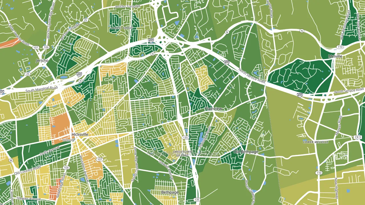 Plainview, NY block-group voter-turnout map