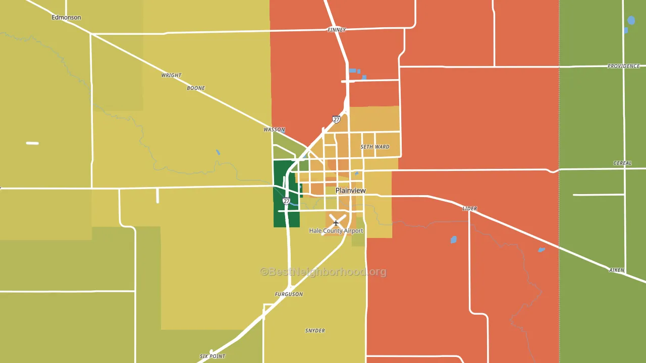 Plainview, TX block-group voter-turnout map