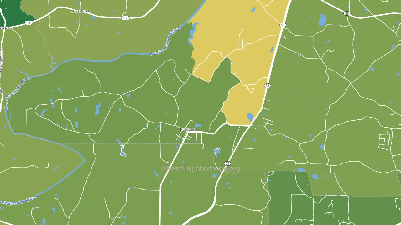 Plainville, GA block-group voter-turnout map