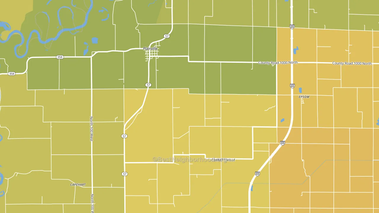Plainville, IN block-group voter-turnout map