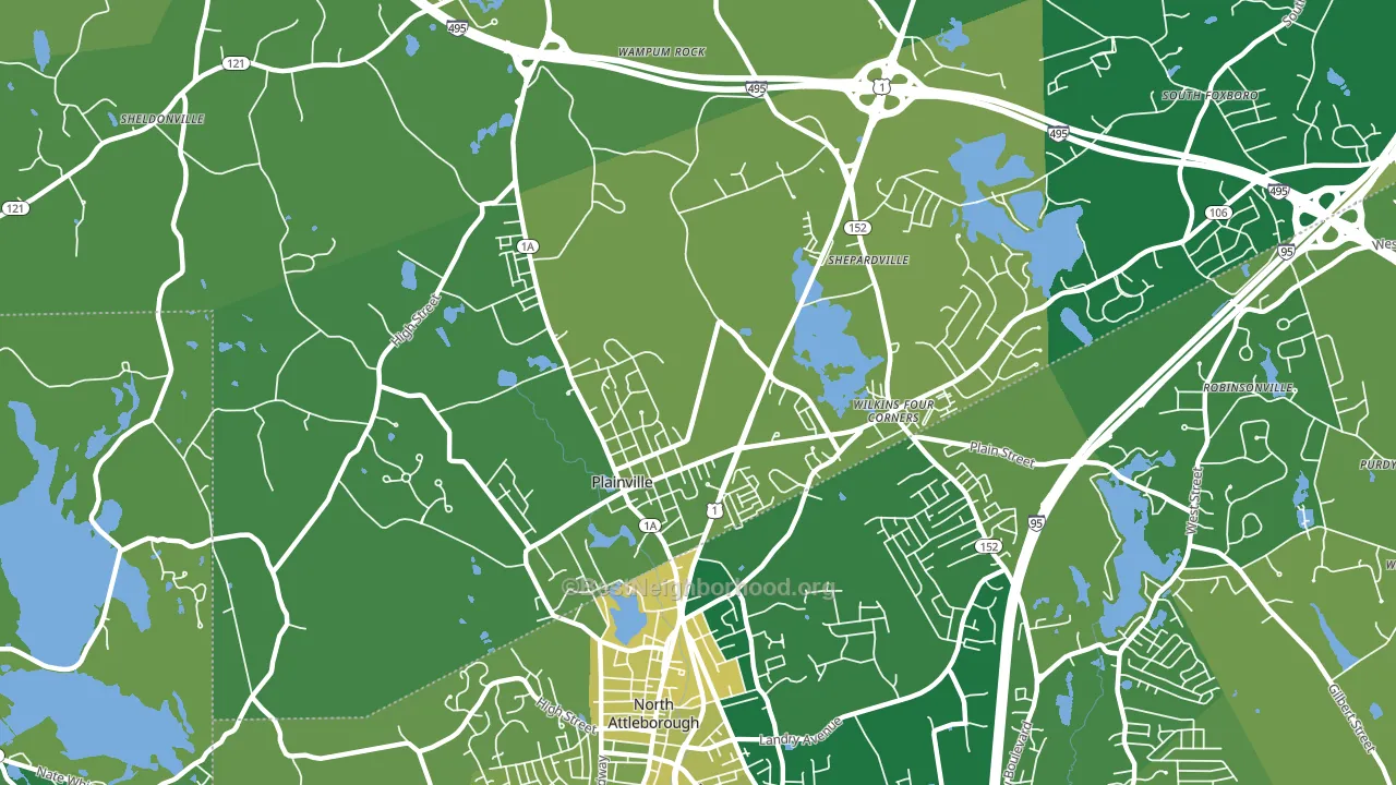 Plainville, MA block-group voter-turnout map
