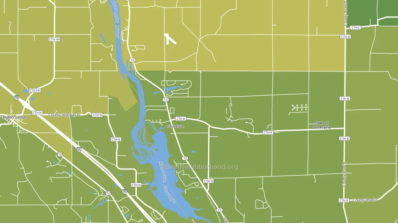 Plainville, WI block-group voter-turnout map