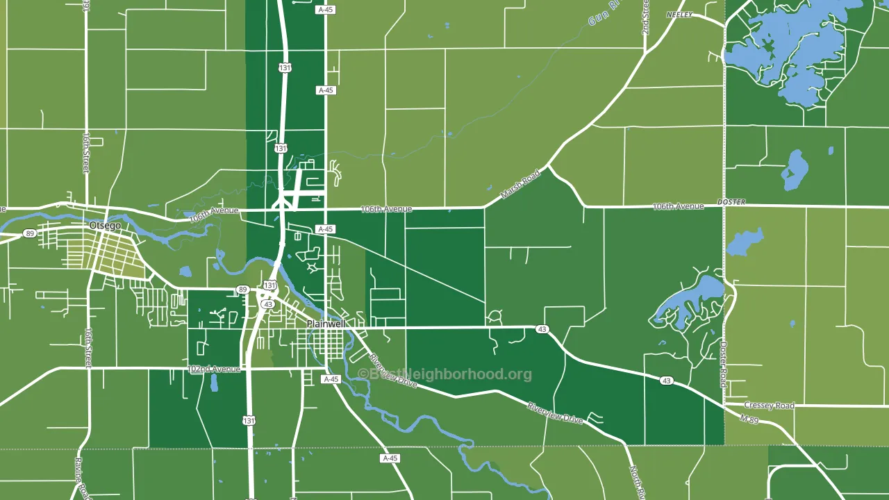 Plainwell, MI block-group voter-turnout map