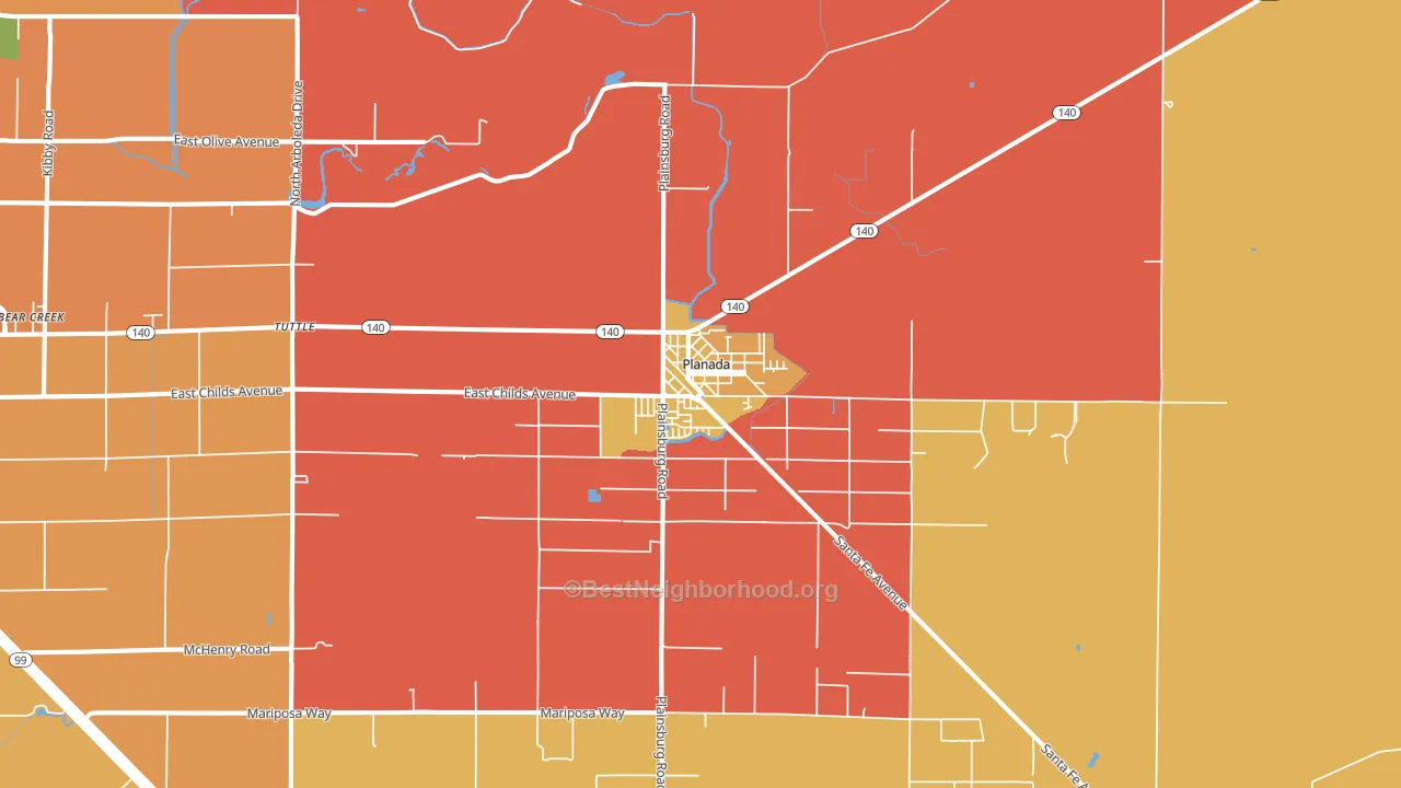 Planada, CA block-group voter-turnout map