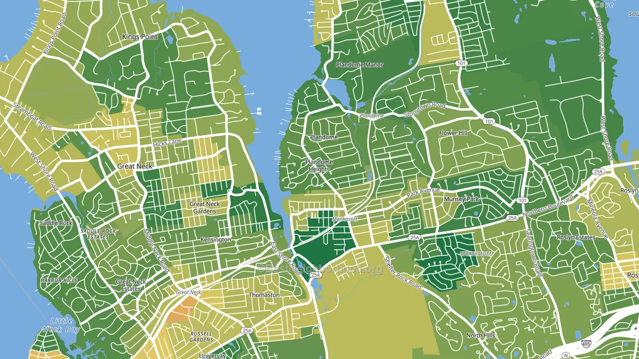 Plandome Heights, NY block-group voter-turnout map