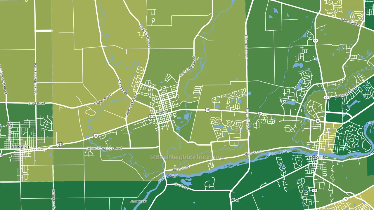 Plano, IL block-group voter-turnout map