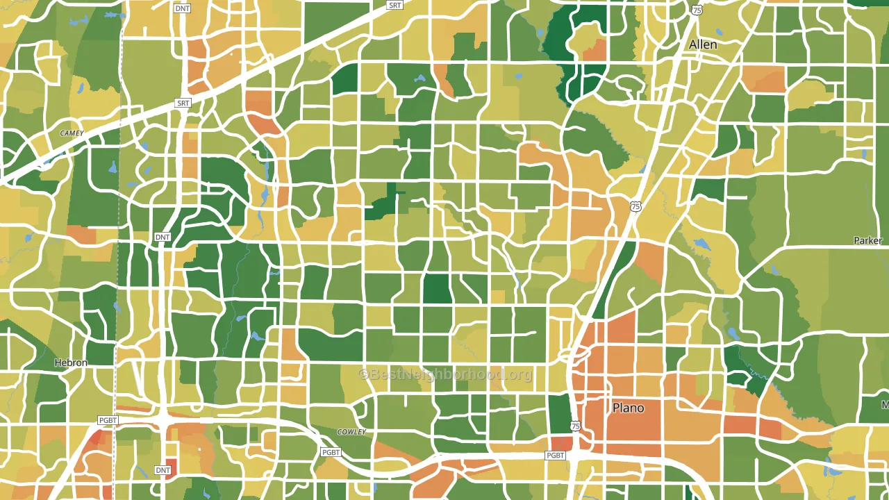 Plano, TX block-group voter-turnout map