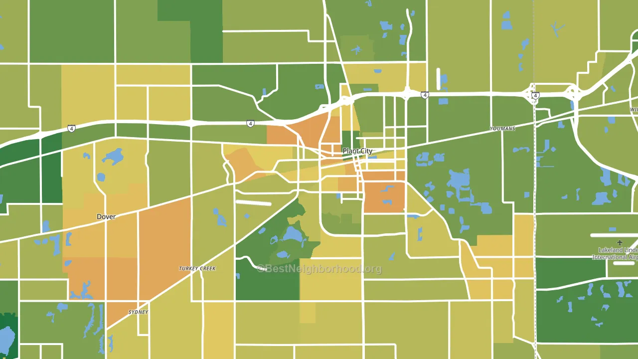 Plant City, FL block-group voter-turnout map