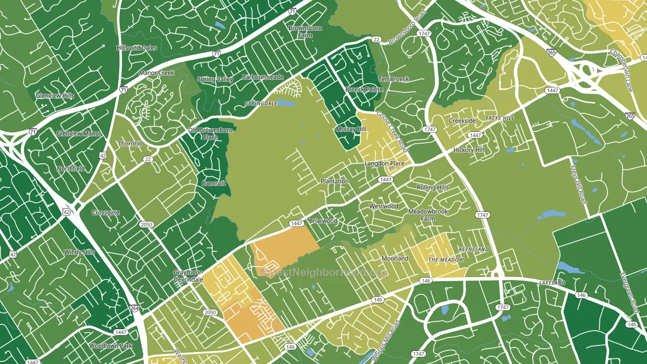 Plantation, KY block-group voter-turnout map