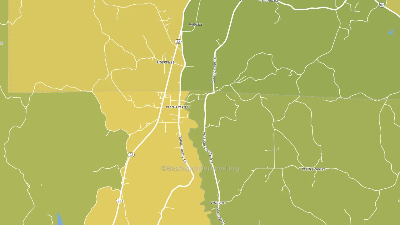 Plantersville, AL block-group voter-turnout map