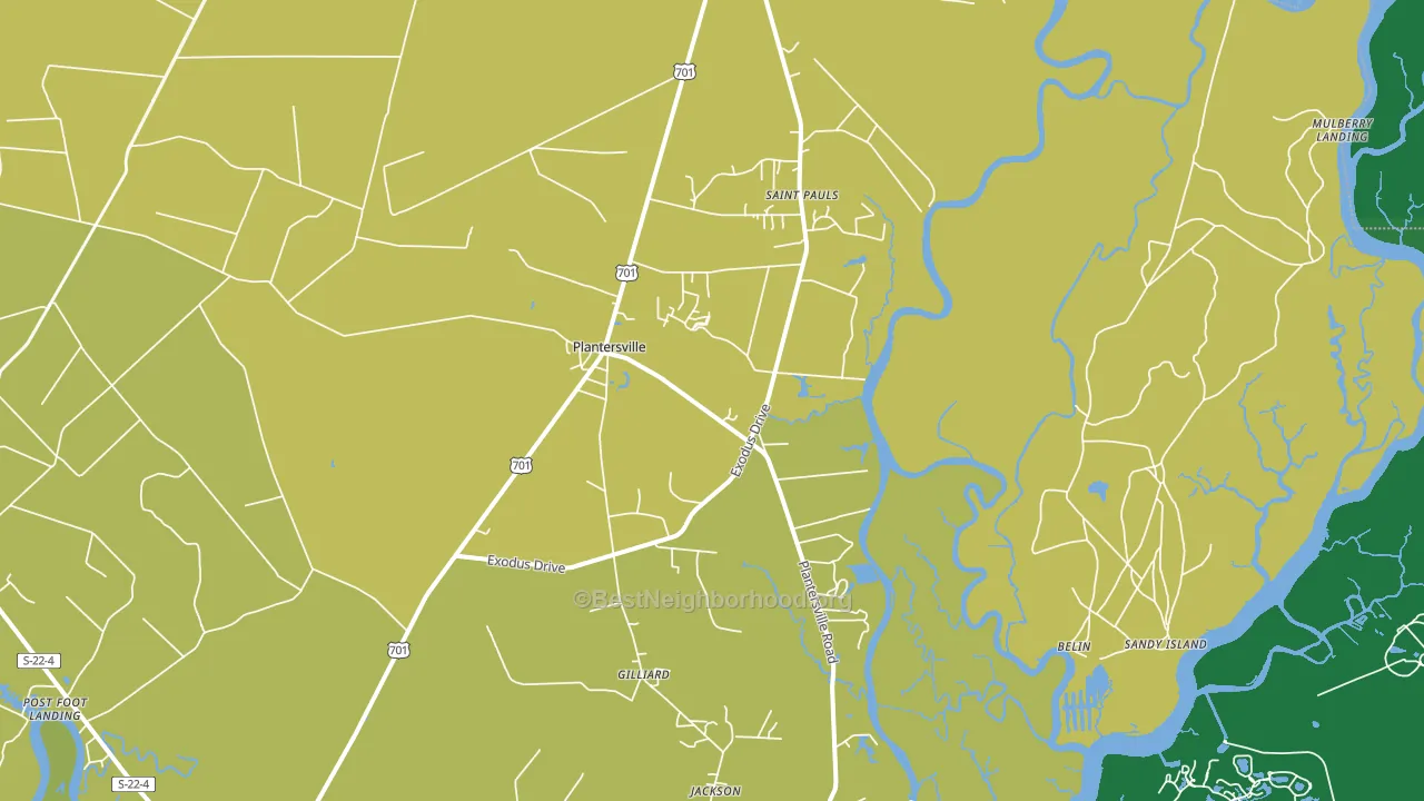 Plantersville, SC block-group voter-turnout map