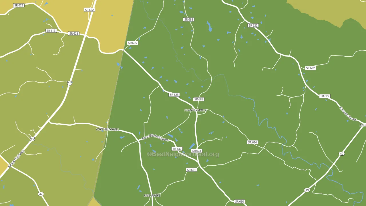 Plantersville, VA block-group voter-turnout map