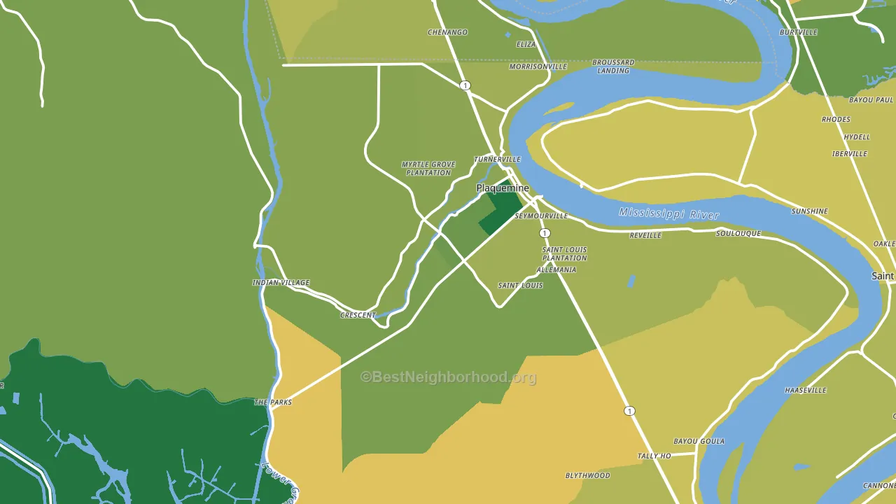 Plaquemine, LA block-group voter-turnout map