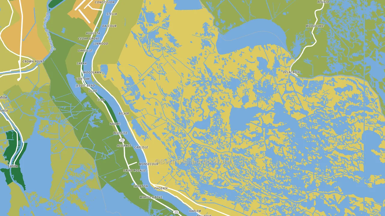Plaquemines Parish, LA block-group voter-turnout map