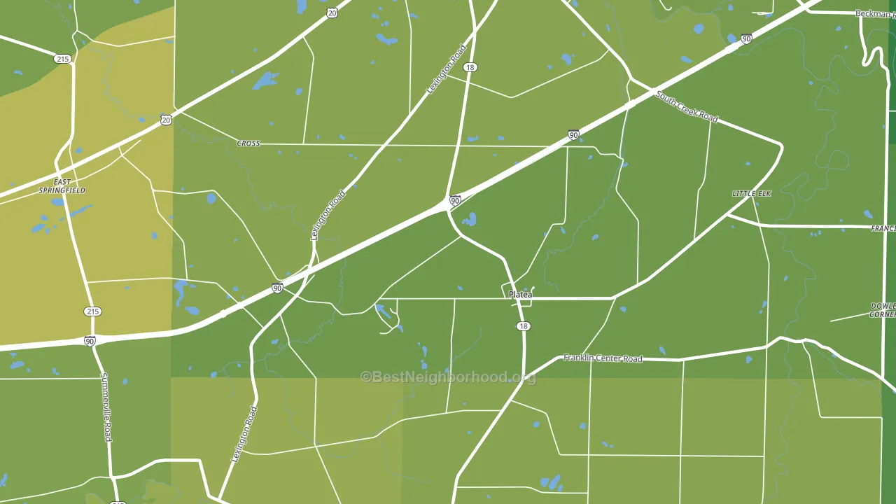 Platea, PA block-group voter-turnout map