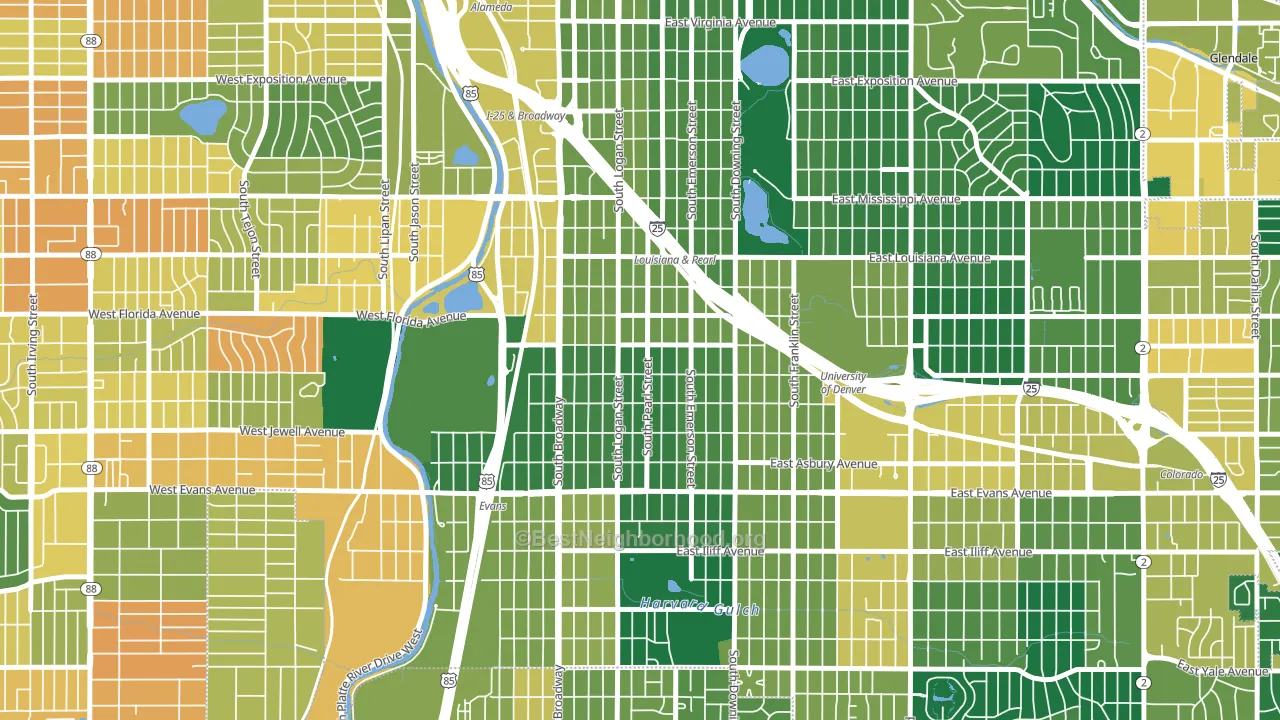 Platt Park, Denver, CO block-group voter-turnout map