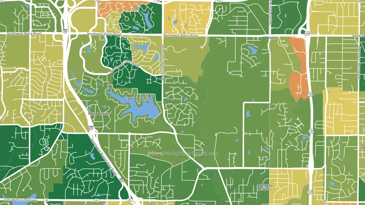 Platte Brook North, Kansas City, MO block-group voter-turnout map