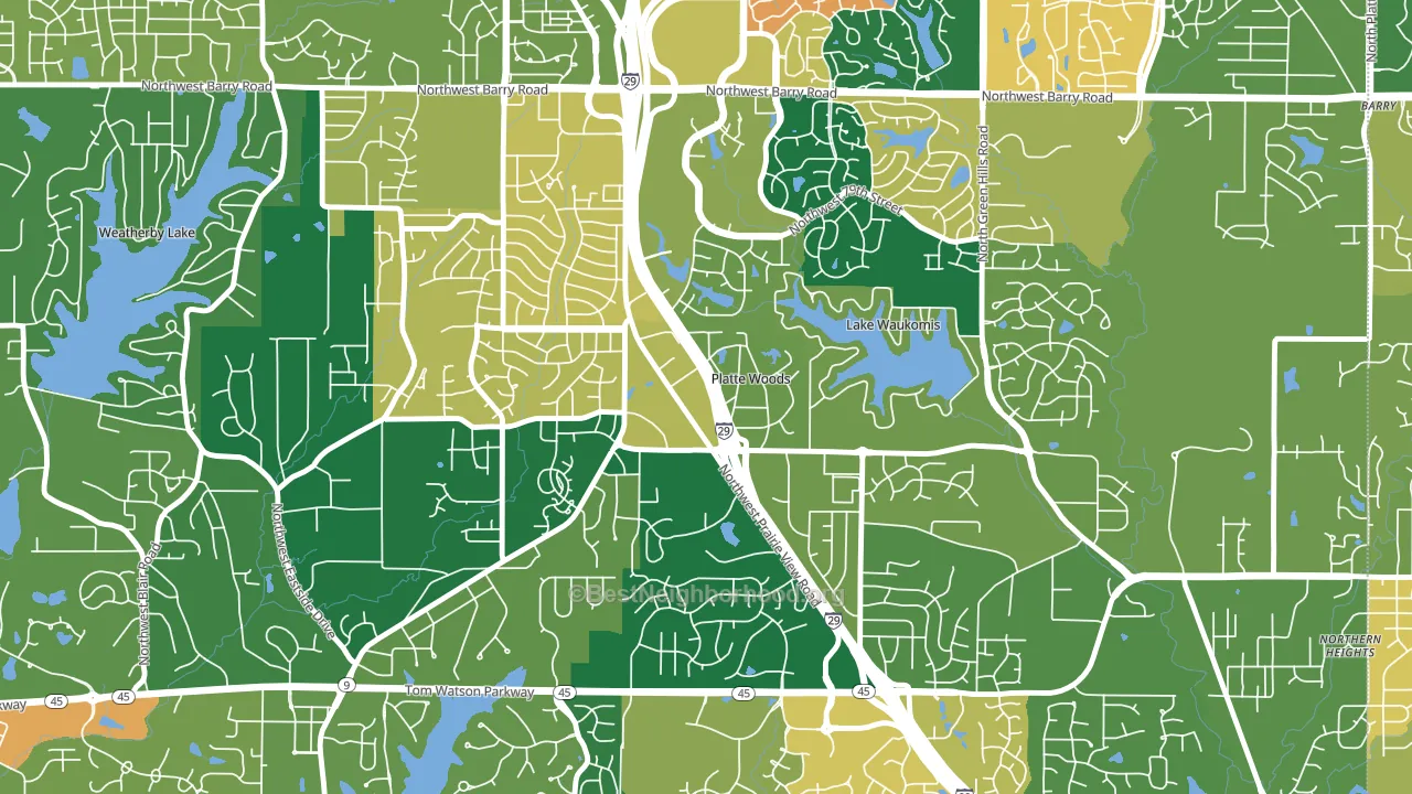 Platte Woods, MO block-group voter-turnout map