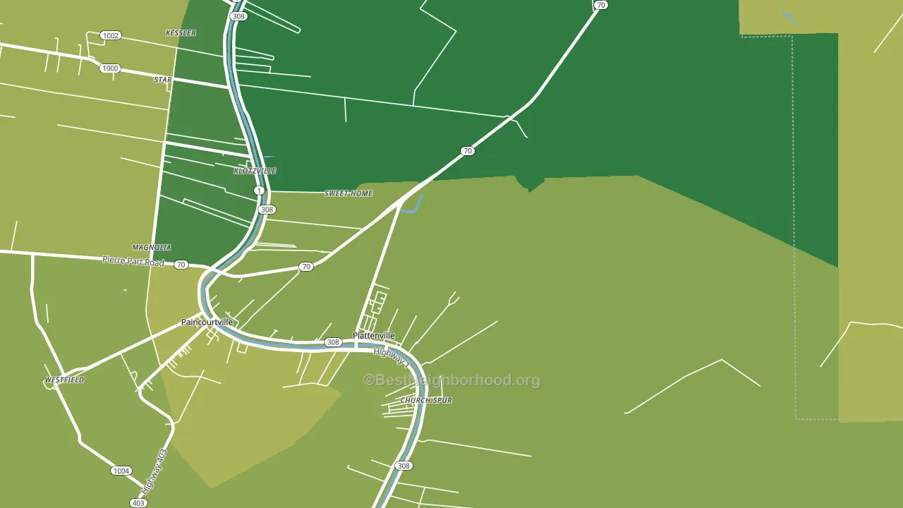 Plattenville, LA block-group voter-turnout map