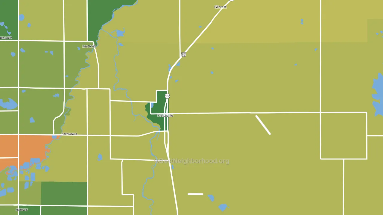 Platteville, CO block-group voter-turnout map