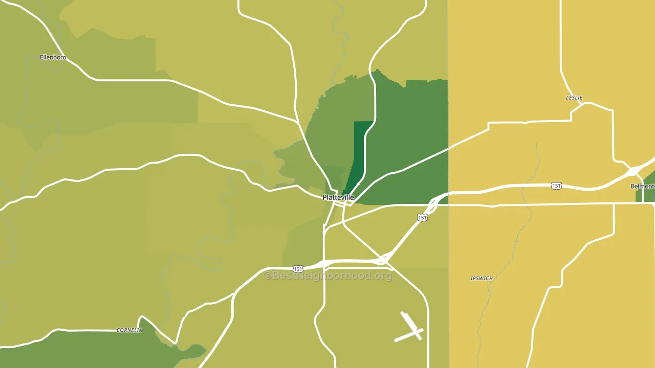 Platteville, WI block-group voter-turnout map