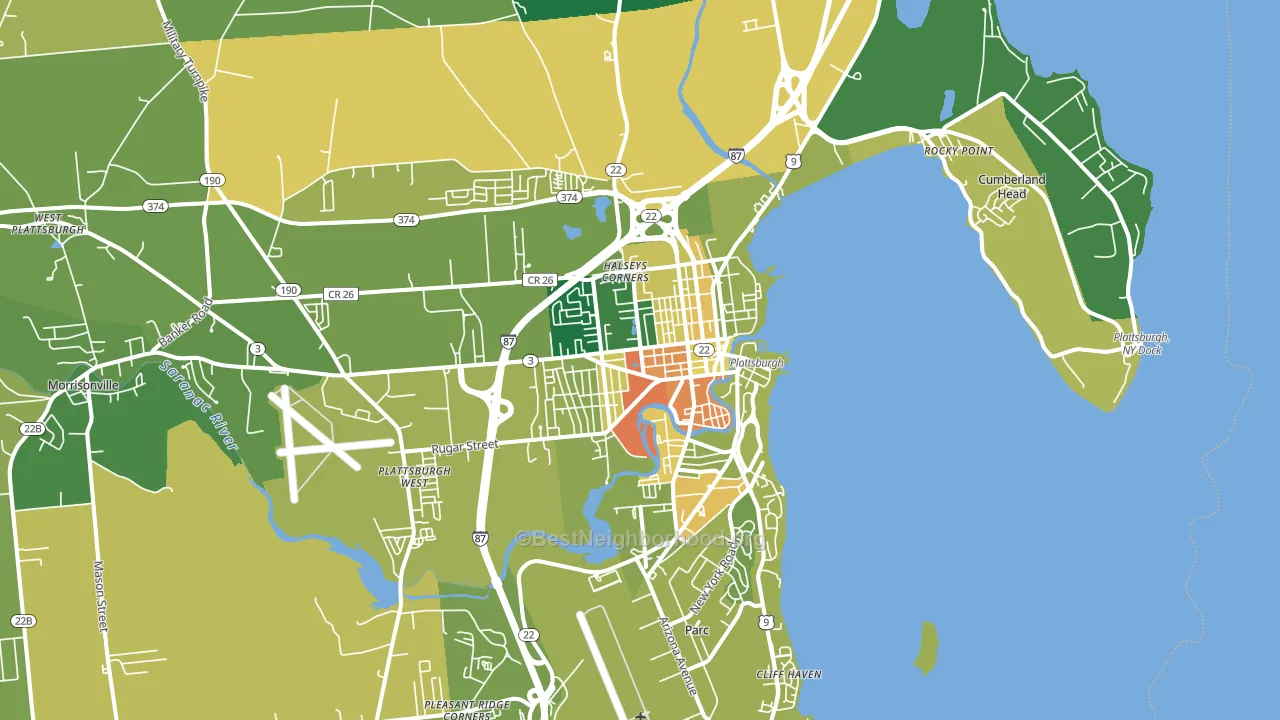 Plattsburgh, NY block-group voter-turnout map