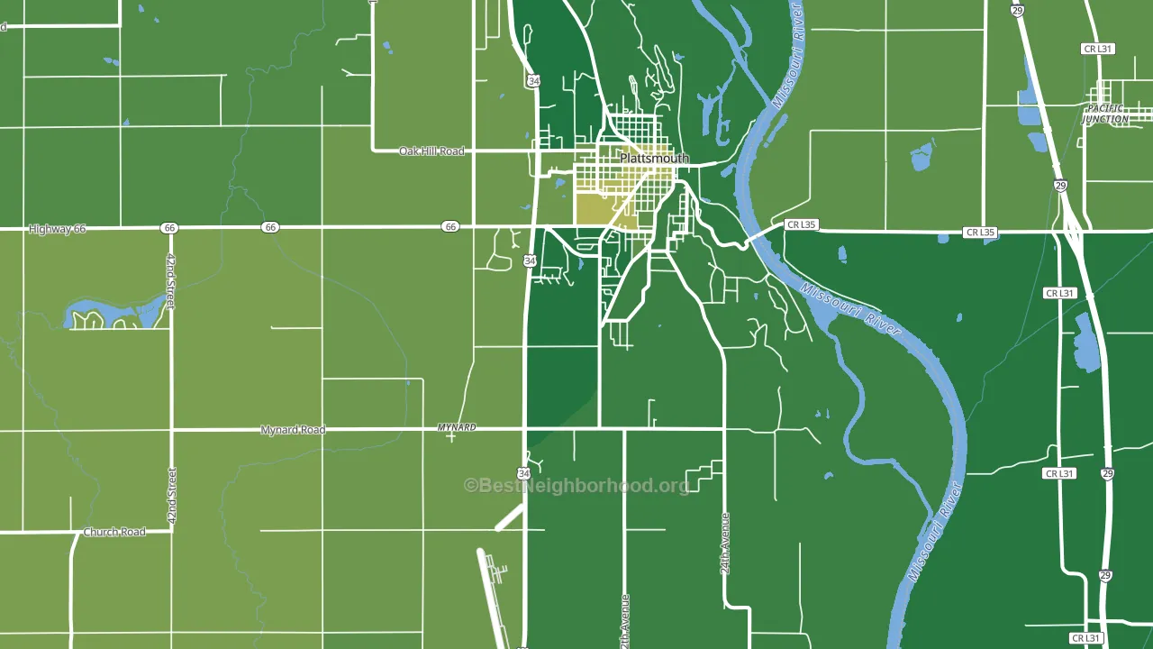 Plattsmouth, NE block-group voter-turnout map