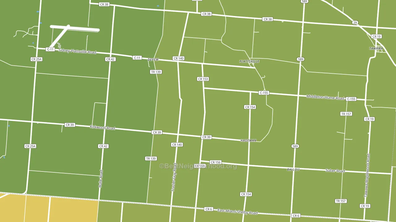 Plattsville, OH block-group voter-turnout map