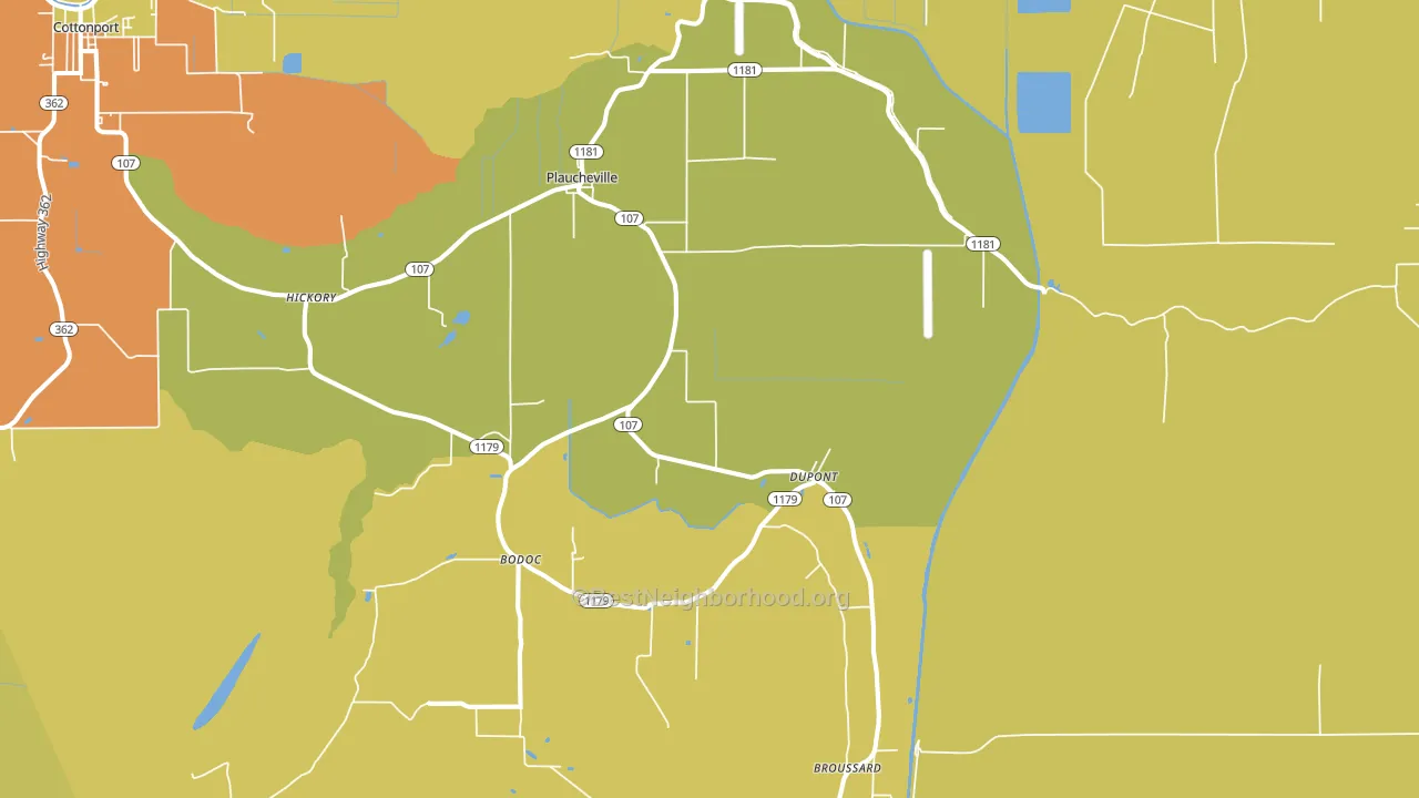Plaucheville, LA block-group voter-turnout map