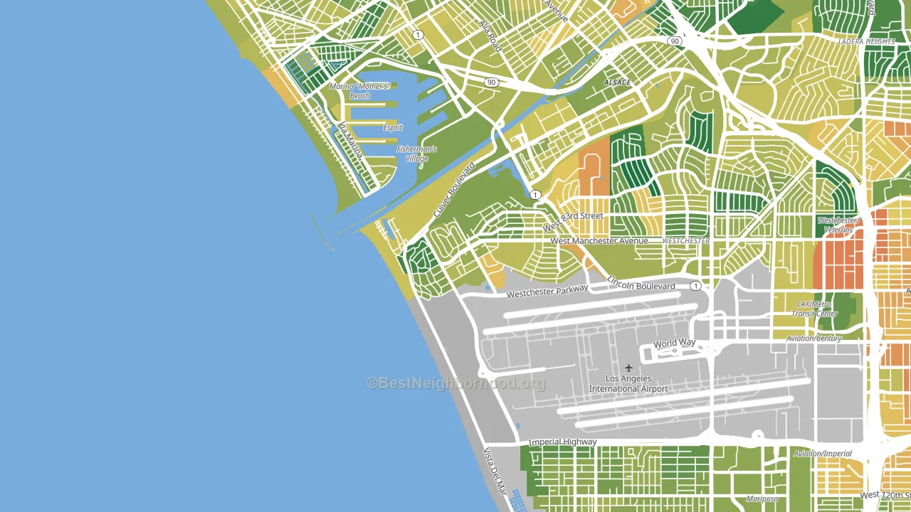 Playa Del Rey, CA block-group voter-turnout map