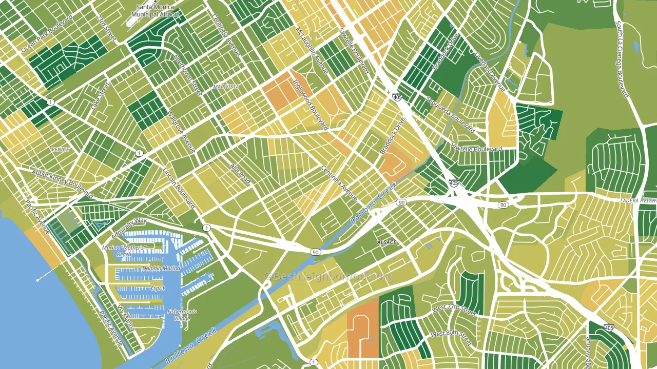 Playa Vista, Los Angeles, CA block-group voter-turnout map