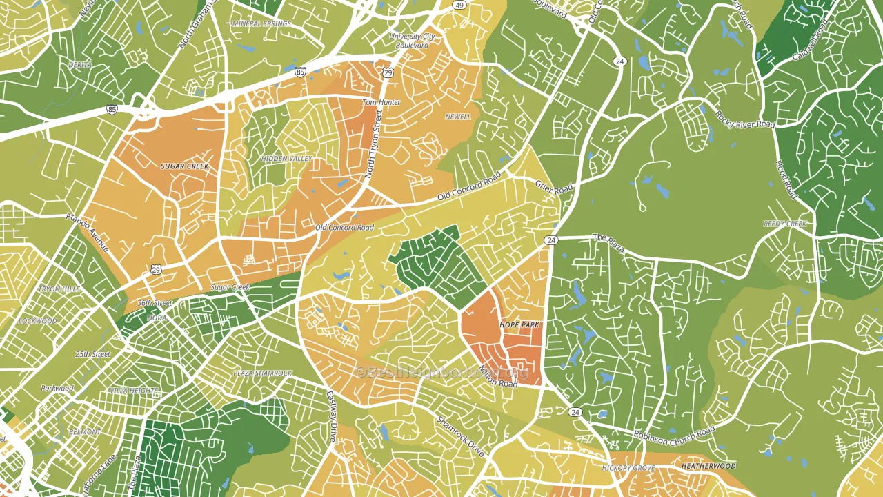 Plaza-Eastway, Charlotte, NC block-group voter-turnout map