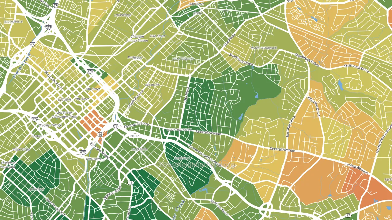 Plaza Midwood, Charlotte, NC block-group voter-turnout map