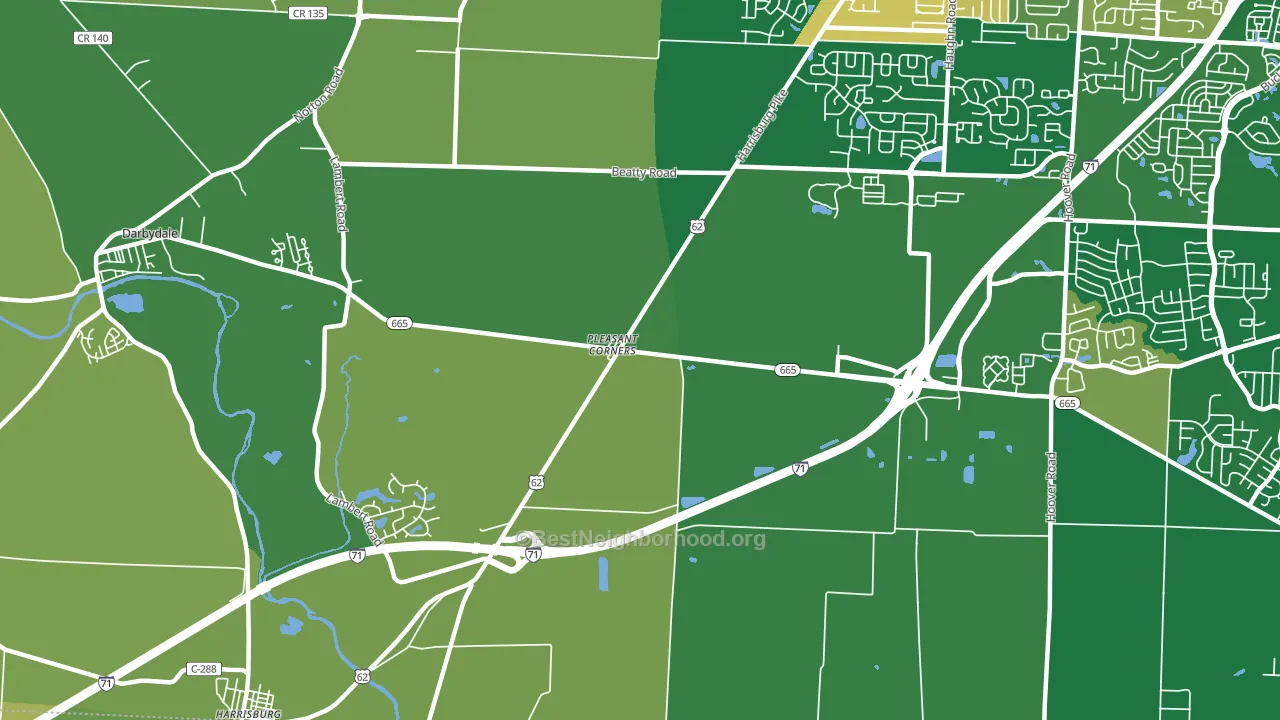 Pleasant Corners, OH block-group voter-turnout map