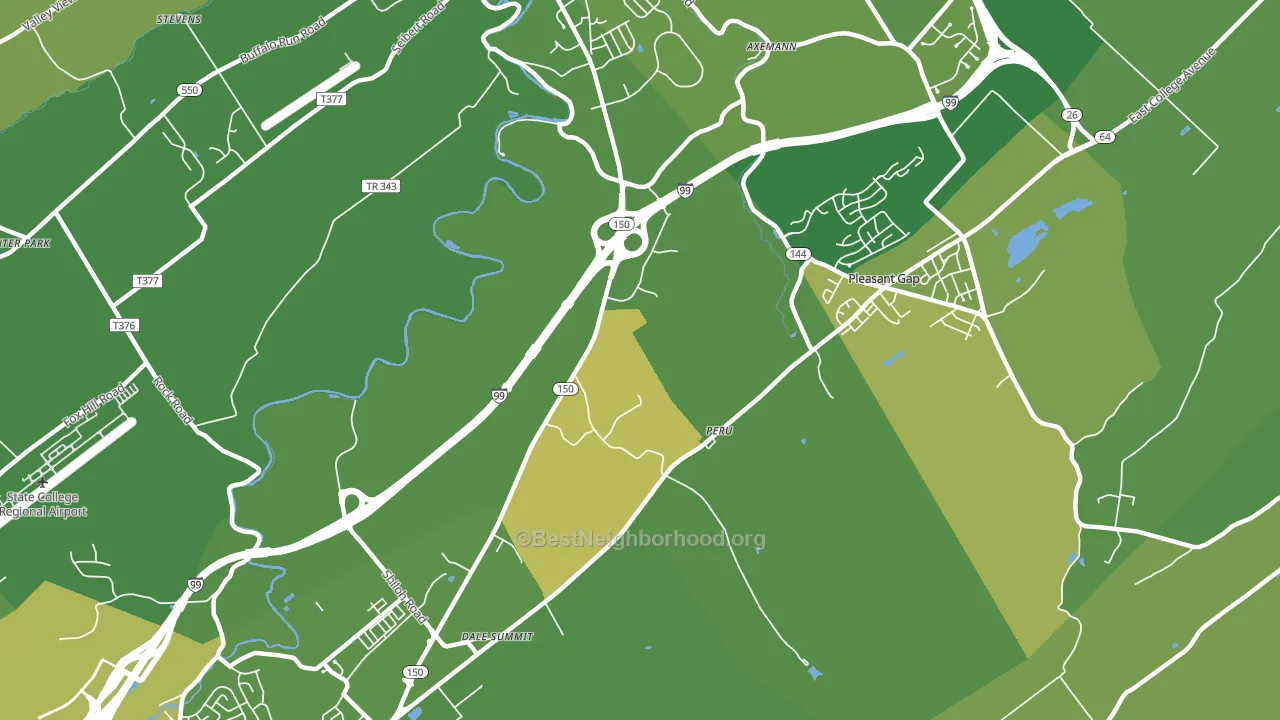 Pleasant Gap, PA block-group voter-turnout map