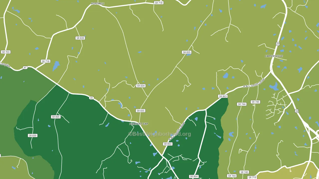 Pleasant Gap, VA block-group voter-turnout map